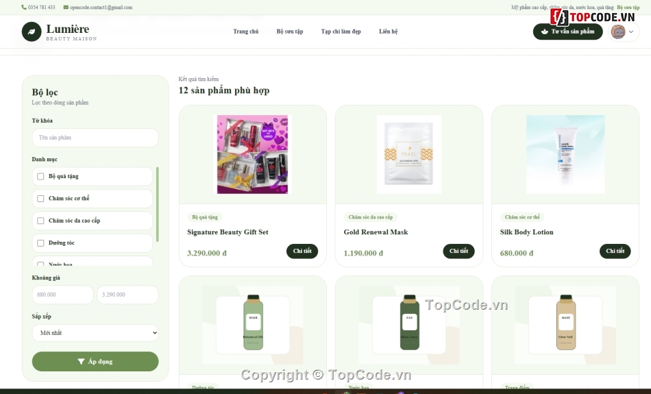 Website giới thiệu,mỹ phẩm,giới thiệu